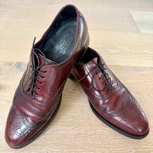Hanover Master Flex All Leather Oxford Wingtip Burgundy Dress Shoes Mens 9.5